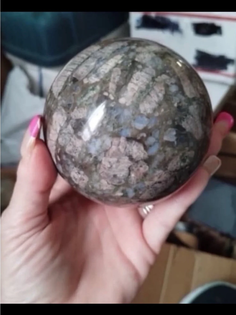Pink and Gray Mosaic Jasper Sphere